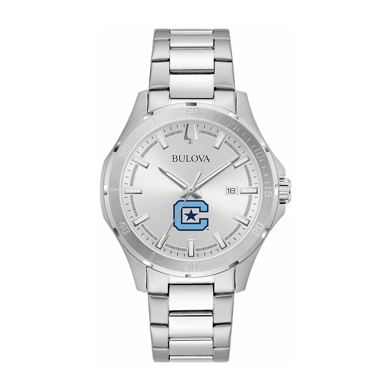 Bulova Silver Citadel Bulldogs Stainless Steel Classic Sport Watch
