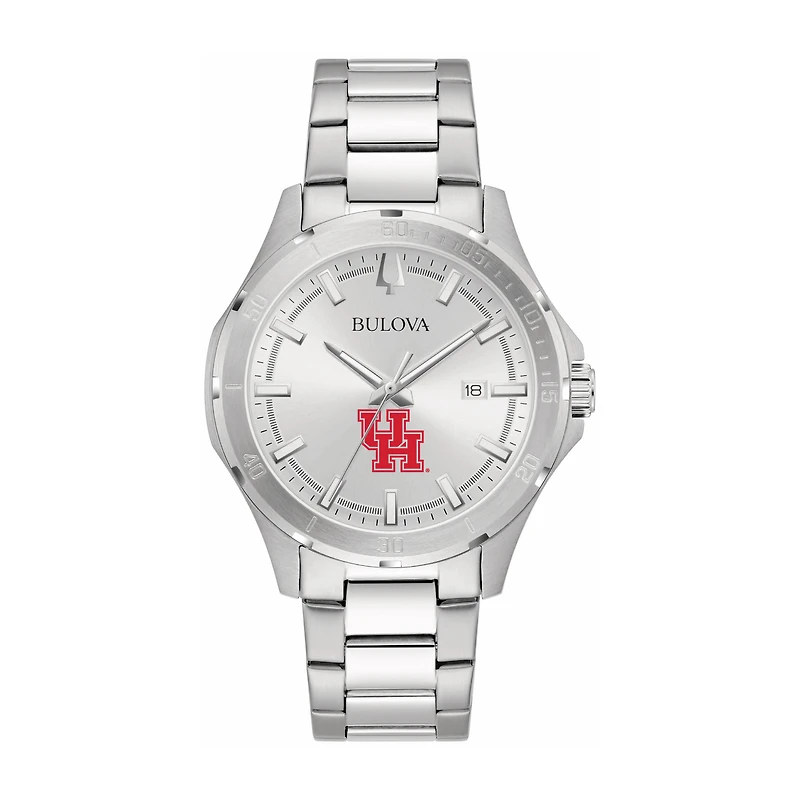 Bulova Silver Houston Cougars Stainless Steel Classic Sport Watch