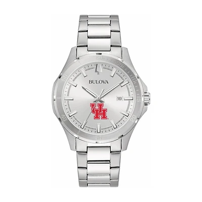 Bulova Silver Houston Cougars Stainless Steel Classic Sport Watch