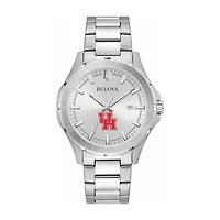 Bulova Silver Houston Cougars Stainless Steel Classic Sport Watch