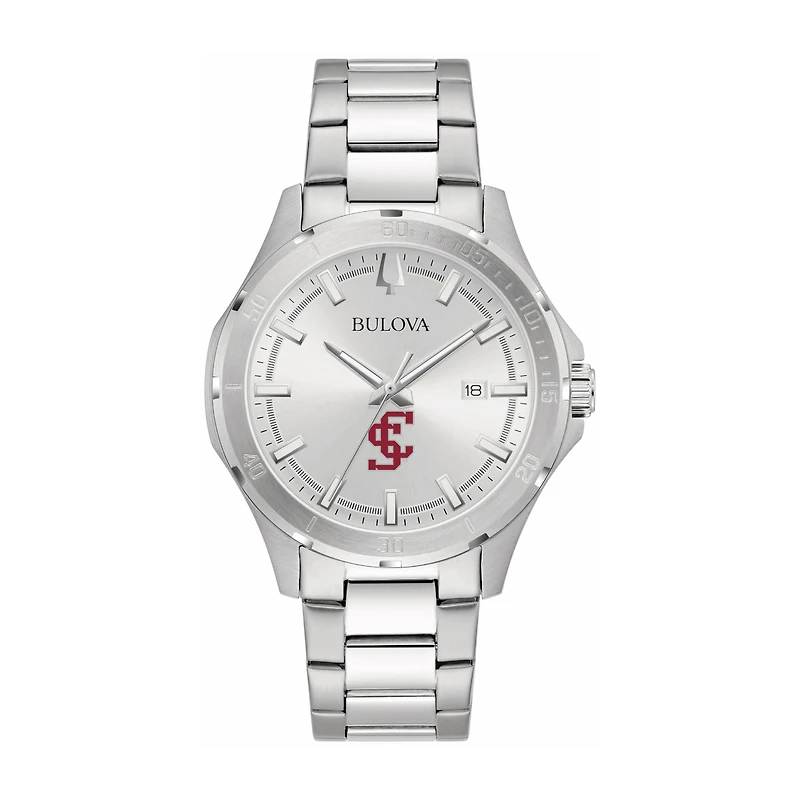 Bulova Silver Santa Clara Broncos Stainless Steel Classic Sport Watch