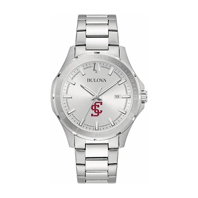 Bulova Silver Santa Clara Broncos Stainless Steel Classic Sport Watch