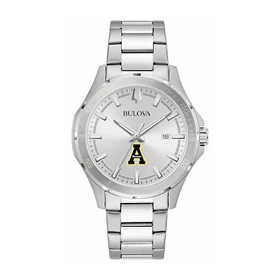 Bulova Silver Appalachian State Mountaineers Stainless Steel Classic Sport Watch