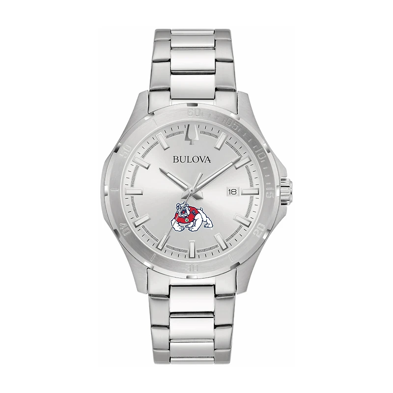 Bulova Silver Fresno State Bulldogs Stainless Steel Classic Sport Watch