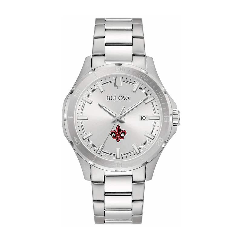Bulova Silver Louisiana Ragin' Cajuns Stainless Steel Classic Sport Watch