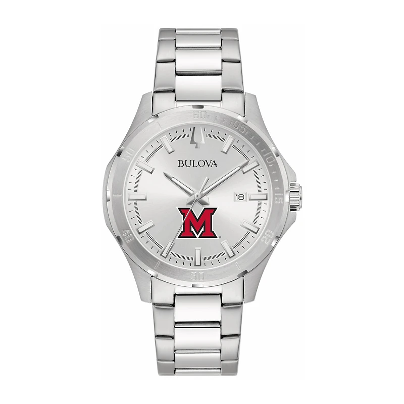 Bulova Silver Miami University RedHawks Stainless Steel Classic Sport Watch