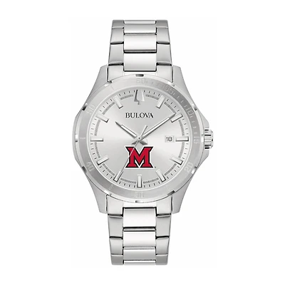 Bulova Silver Miami University RedHawks Stainless Steel Classic Sport Watch