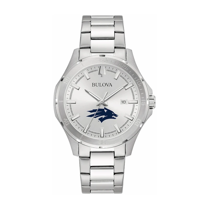 Bulova Silver Nevada Wolf Pack Stainless Steel Classic Sport Watch