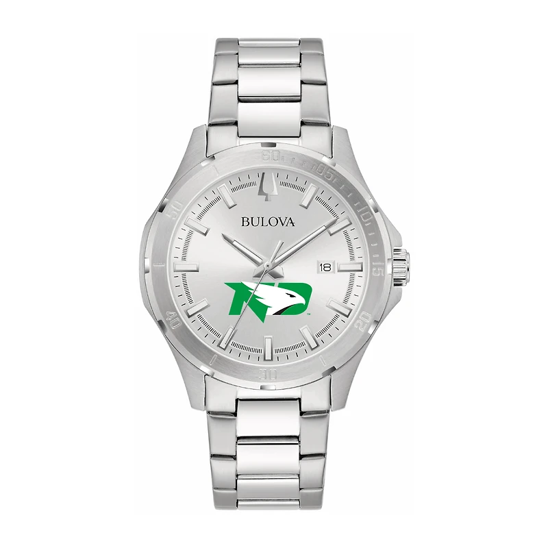 Bulova Silver North Dakota Stainless Steel Classic Sport Watch