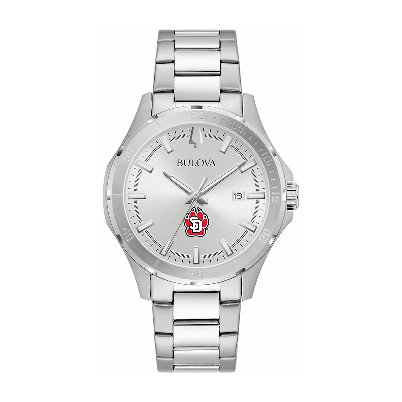 Bulova Silver South Dakota Coyotes Stainless Steel Classic Sport Watch