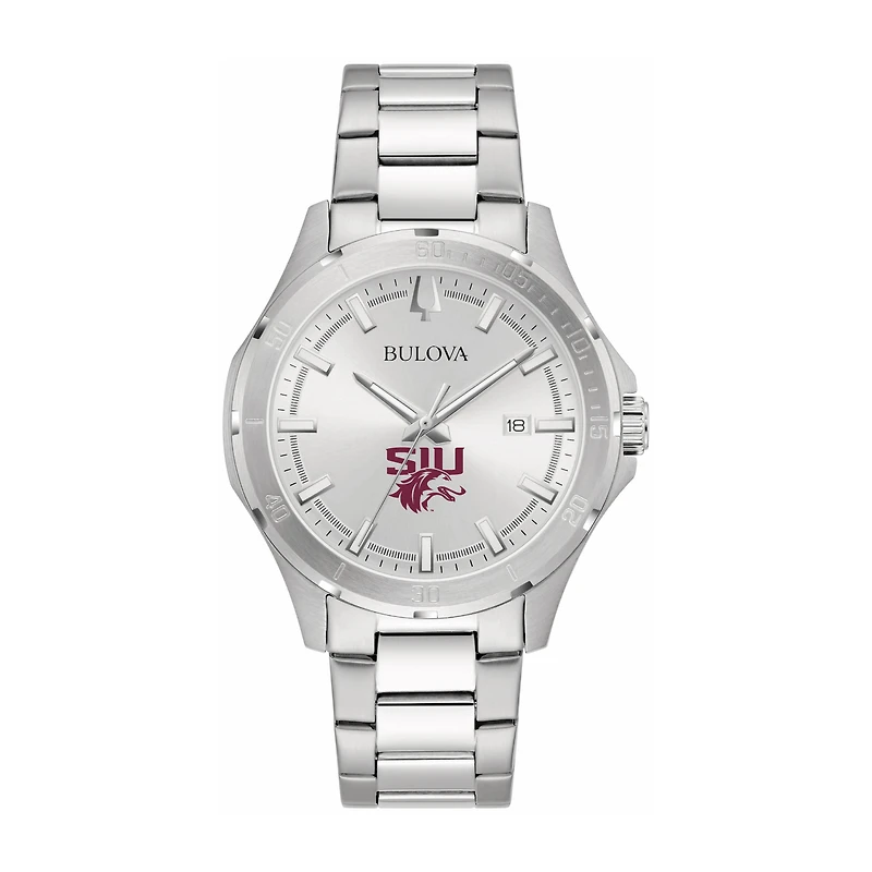 Bulova Silver Southern Illinois Salukis Stainless Steel Classic Sport Watch