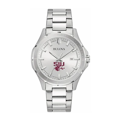 Bulova Silver Southern Illinois Salukis Stainless Steel Classic Sport Watch