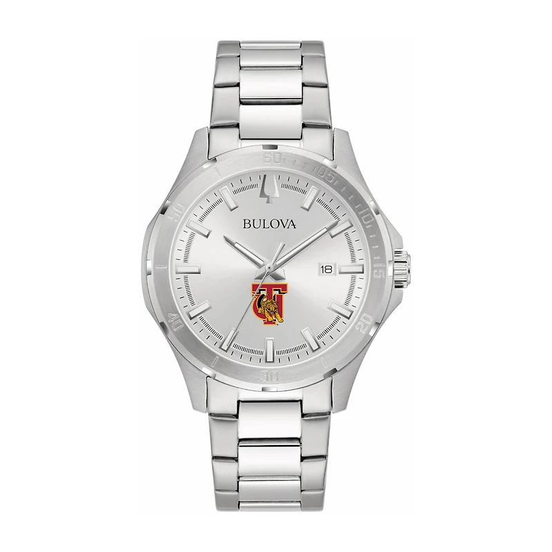 Bulova Silver Tuskegee Golden Tigers Stainless Steel Classic Sport Watch