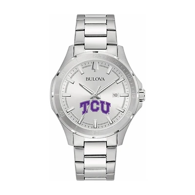 Bulova Silver TCU Horned Frogs Stainless Steel Classic Sport Watch