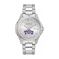 Bulova Silver TCU Horned Frogs Stainless Steel Classic Sport Watch