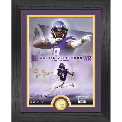 Highland Mint Justin Jefferson Minnesota Vikings 13'' x 16'' Legends Bronze Coin Photo Mint