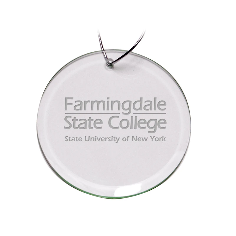 SUNY Farmingdale State Rams Team Logo 3'' Round Glass Ornament