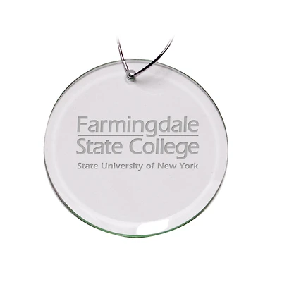 SUNY Farmingdale State Rams Team Logo 3'' Round Glass Ornament