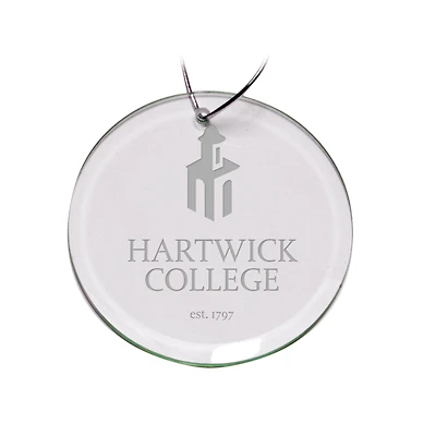 Hartwick College Hawks Team Logo 3'' Round Glass Ornament