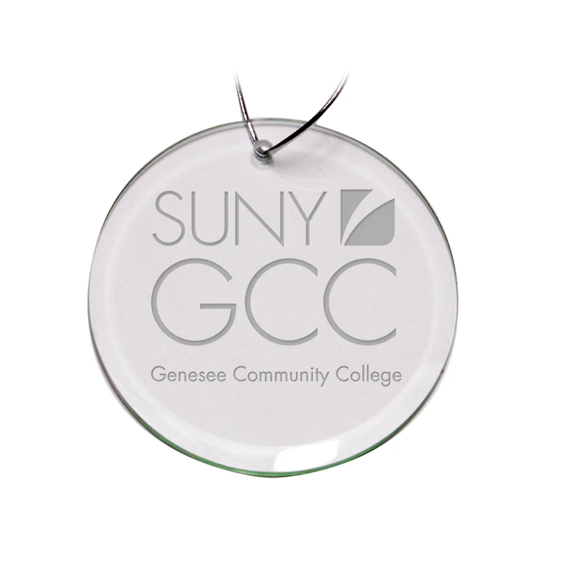 SUNY Genesee Community College Team Logo 3'' Round Glass Ornament