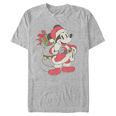 Men's Heather Gray Mickey Mouse Santa T-Shirt