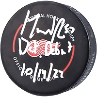 David Perron Detroit Red Wings Autographed Official Game Puck with "DET Debut 10/14/22" Inscription