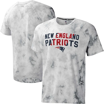 Men's MSX by Michael Strahan Gray New England Patriots Resolution Tie-Dye Raglan T-Shirt
