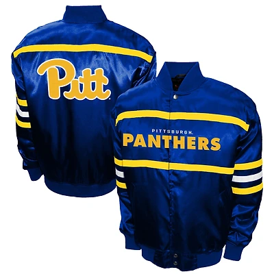 Men's Franchise Club Royal Pitt Panthers 2nd Era Full-Snap Satin Jacket