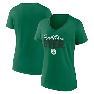 Women's Kelly Green Boston Celtics Best Mom Ever Logo V-Neck T-Shirt