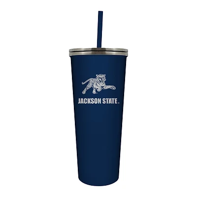 Navy Jackson State Tigers 24oz. Mascot Logo Skinny Tumbler
