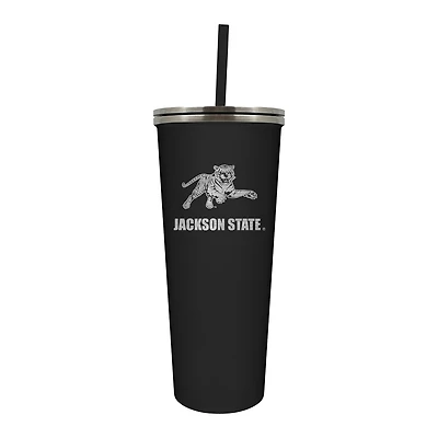 Black Jackson State Tigers 24oz. Mascot Logo Skinny Tumbler