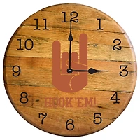 Imperial Texas Longhorns Hook 'Em Oak Barrel Clock