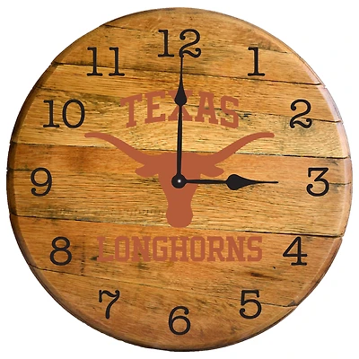 Imperial Texas Longhorns Logo Oak Barrel Clock