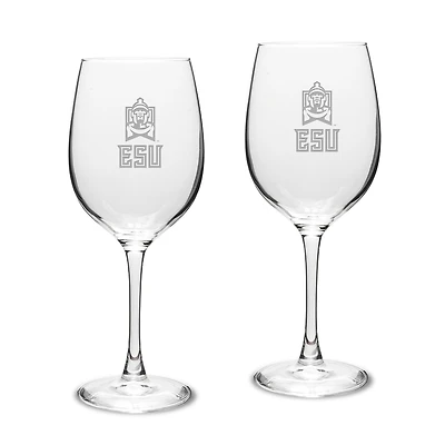 East Stroudsburg Warriors 16oz. Two-Piece Traditional White Wine Glass Set