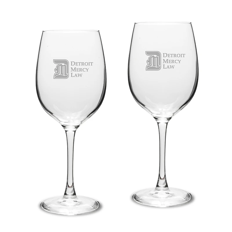 Detroit Mercy Titans Primary Logo 16oz. Two-Piece Traditional White Wine Glass Set