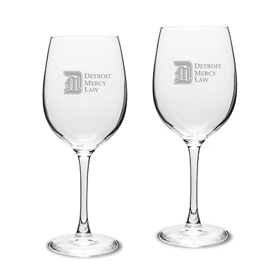 Detroit Mercy Titans Primary Logo 16oz. Two-Piece Traditional White Wine Glass Set