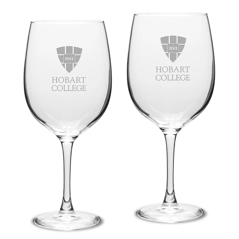 Hobart & William Smith Colleges Logo 19oz. 2-Piece Traditional Red Wine Table Glass Set