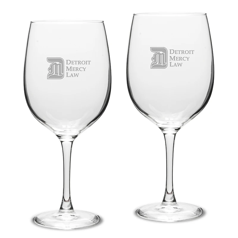 Detroit Mercy Titans Primary Logo 19oz. 2-Piece Traditional Red Wine Table Glass Set