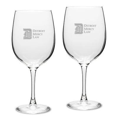 Detroit Mercy Titans Primary Logo 19oz. 2-Piece Traditional Red Wine Table Glass Set