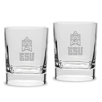 East Stroudsburg Warriors 2-Piece 11.75oz. Luigi Bormioli Square Double Old Fashion Glass Set