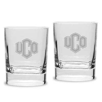 Central Oklahoma Bronchos 2-Piece 11.75oz. Luigi Bormioli Square Double Old Fashion Glass Set