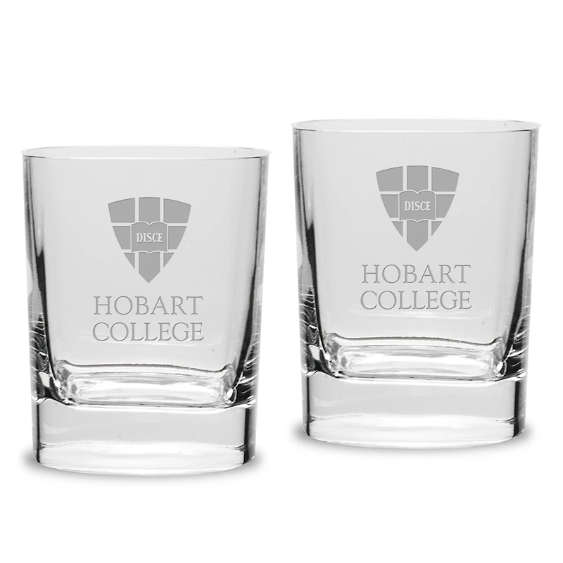 Hobart & William Smith Colleges 2-Piece 11.75oz. Luigi Bormioli Square Double Old Fashion Glass Set