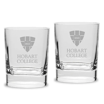 Hobart & William Smith Colleges 2-Piece 11.75oz. Luigi Bormioli Square Double Old Fashion Glass Set