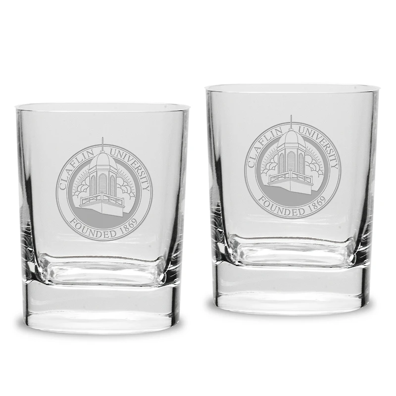 Claflin Panthers 2-Piece 11.75oz. Luigi Bormioli Square Double Old Fashion Glass Set