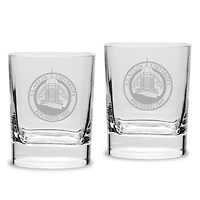 Claflin Panthers 2-Piece 11.75oz. Luigi Bormioli Square Double Old Fashion Glass Set