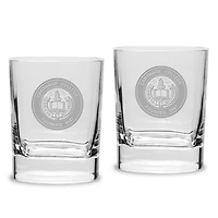 Carthage Firebirds 2-Piece 11.75oz. Luigi Bormioli Square Double Old Fashion Glass Set