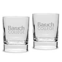 CUNY Baruch College 2-Piece 11.75oz. Luigi Bormioli Square Double Old Fashion Glass Set