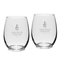 Hartwick College Hawks 15oz. 2-Piece Stemless Wine Glass Set