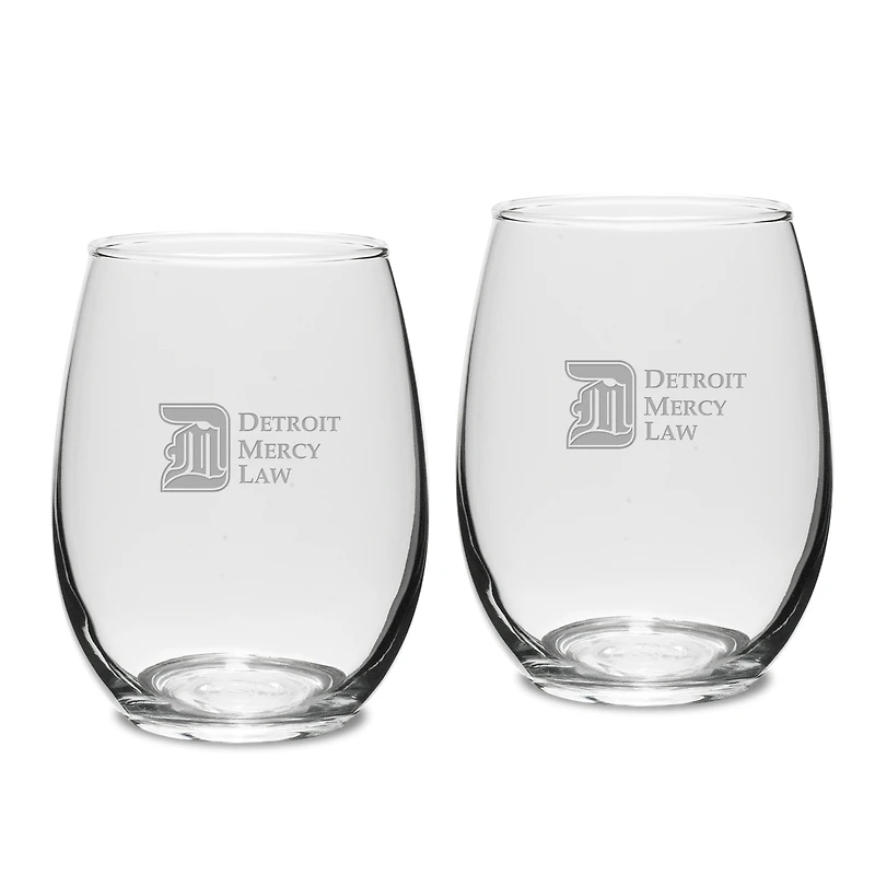 Detroit Mercy Titans 15oz. 2-Piece Stemless Wine Glass Set