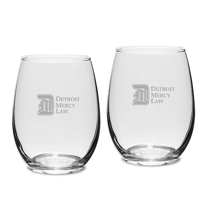 Detroit Mercy Titans 15oz. 2-Piece Stemless Wine Glass Set